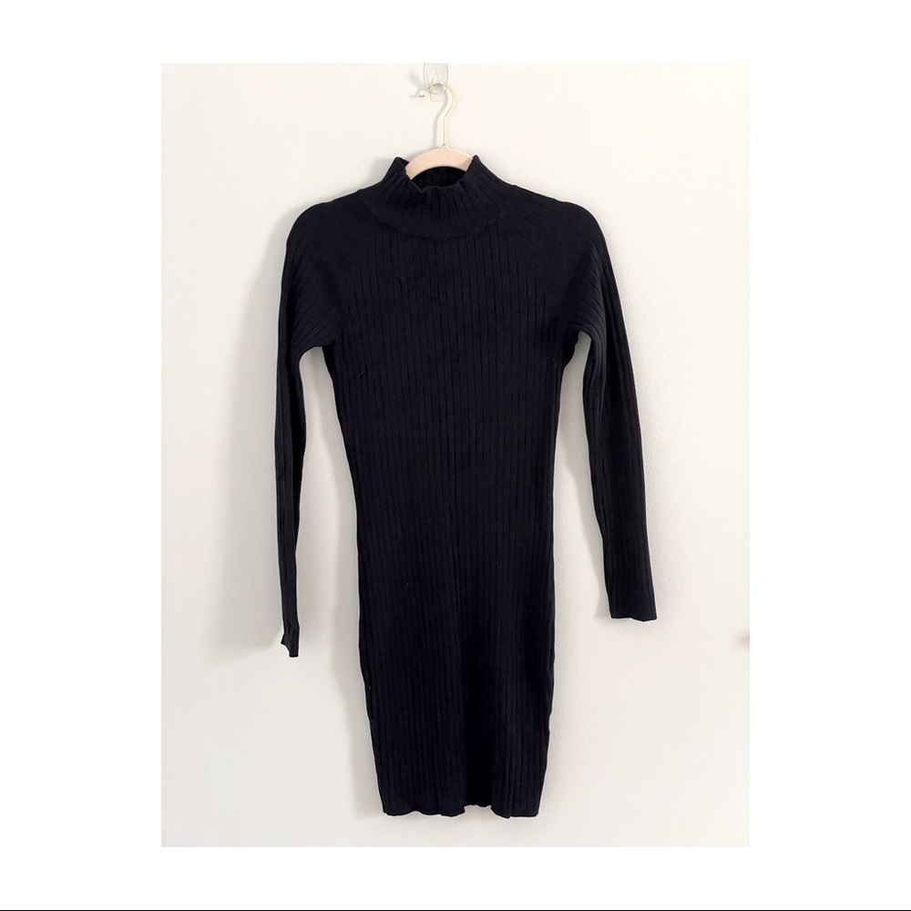 H&M Navy Blue Ribbed MIDI Dress